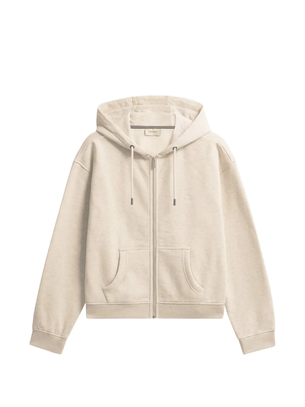 Pringle of Scotland logo-embroidered zip-up hoodie - Toni neutri