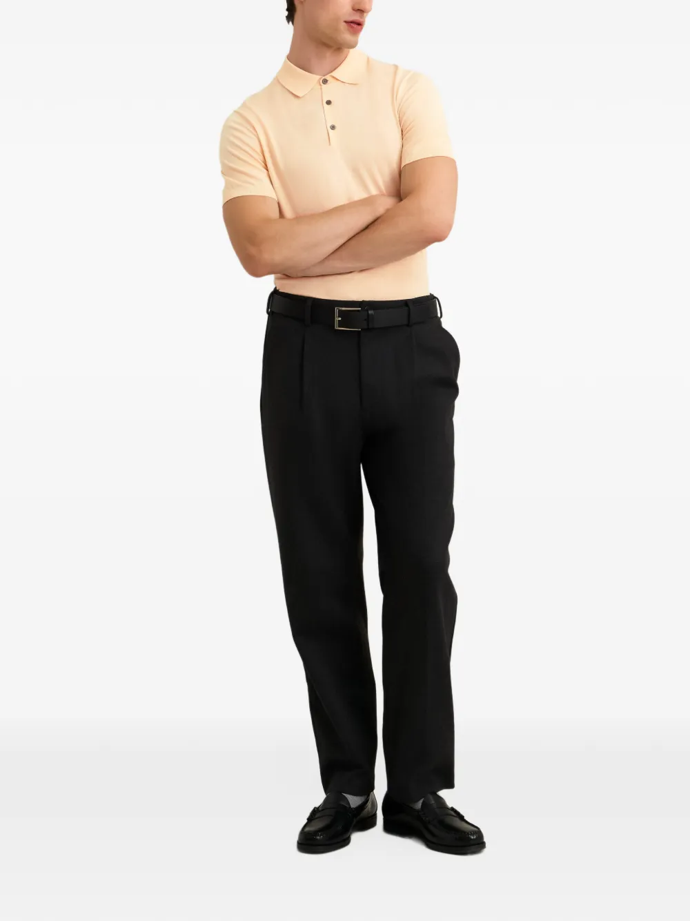 Pringle of Scotland knitted short-sleeve polo shirt Beige