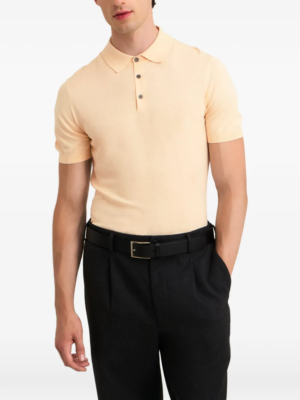 Pringle of Scotland knitted short-sleeve polo shirt Beige