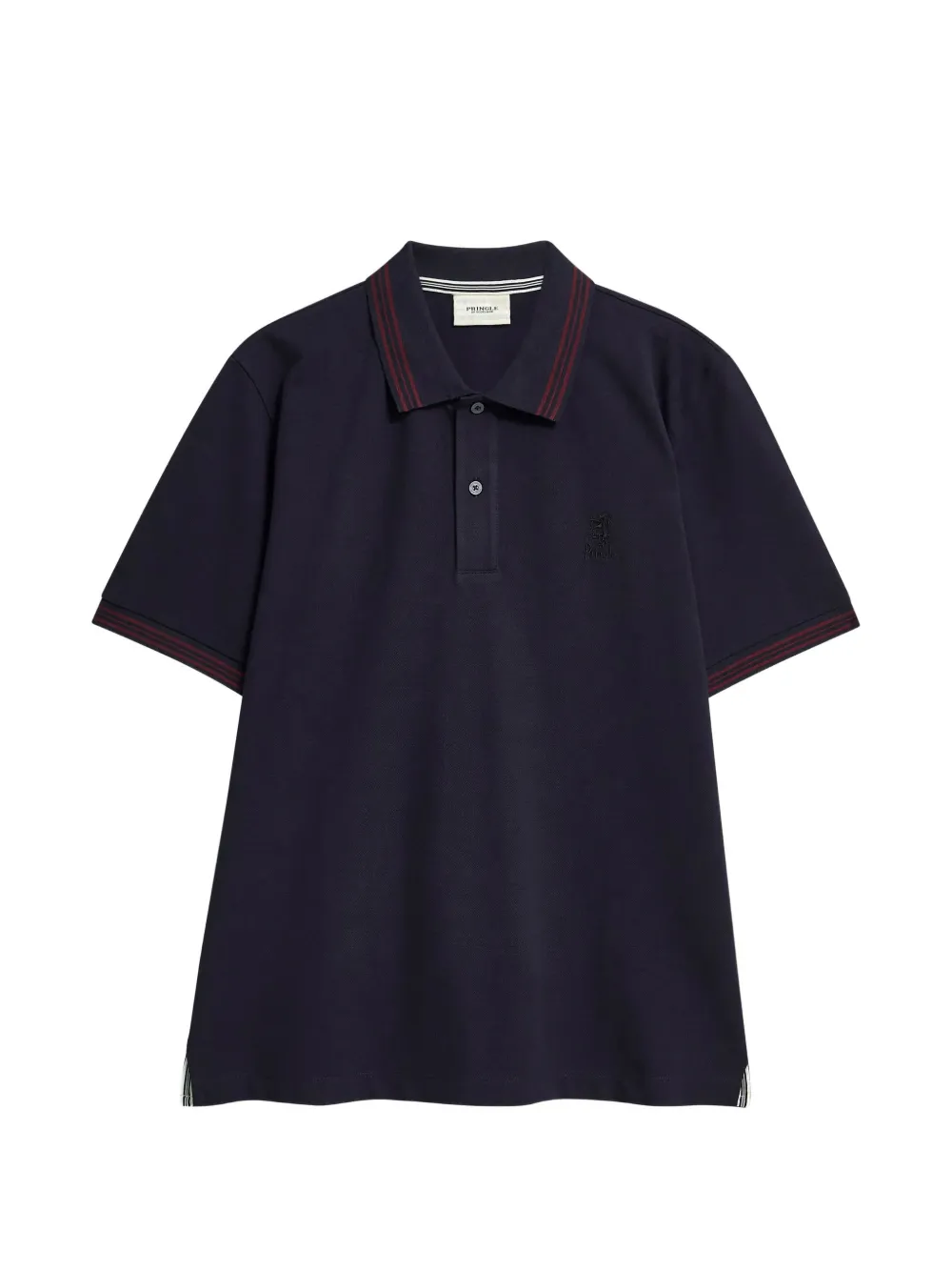 Pringle of Scotland logo-embroidered tipped polo shirt Blauw