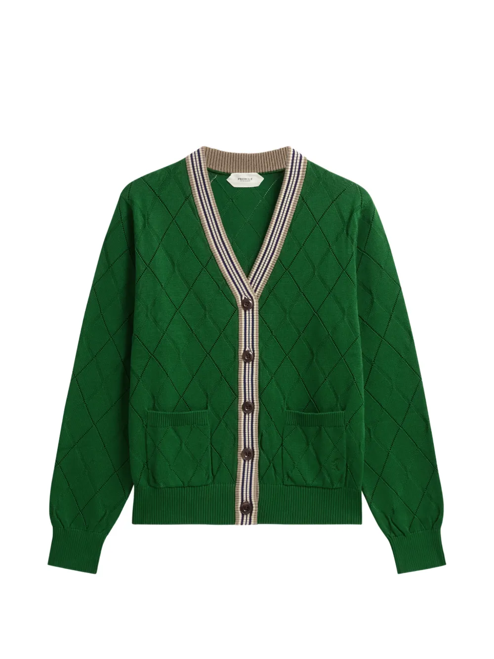 Pringle of Scotland Argyle-textured pattern V-neck cardigan - Grün