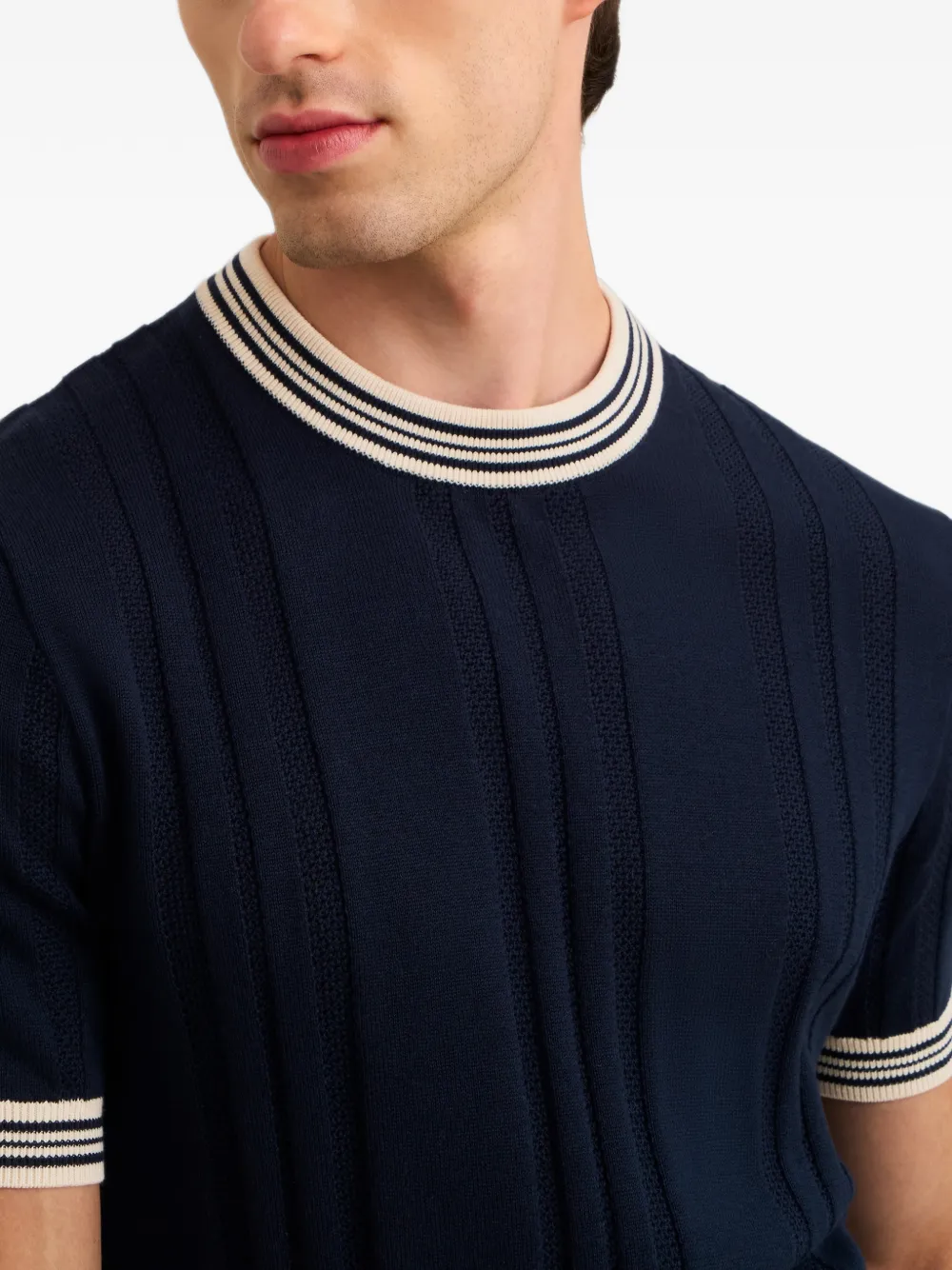 Pringle of Scotland textured-knit T-shirt Blauw