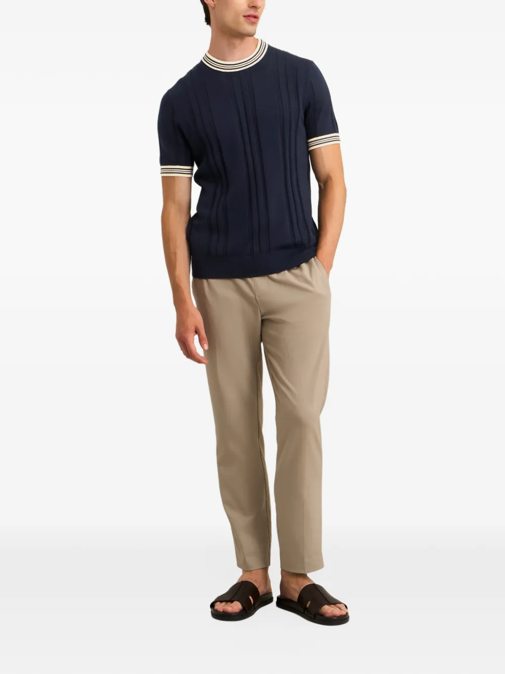 Pringle of Scotland textured-knit T-shirt Blauw