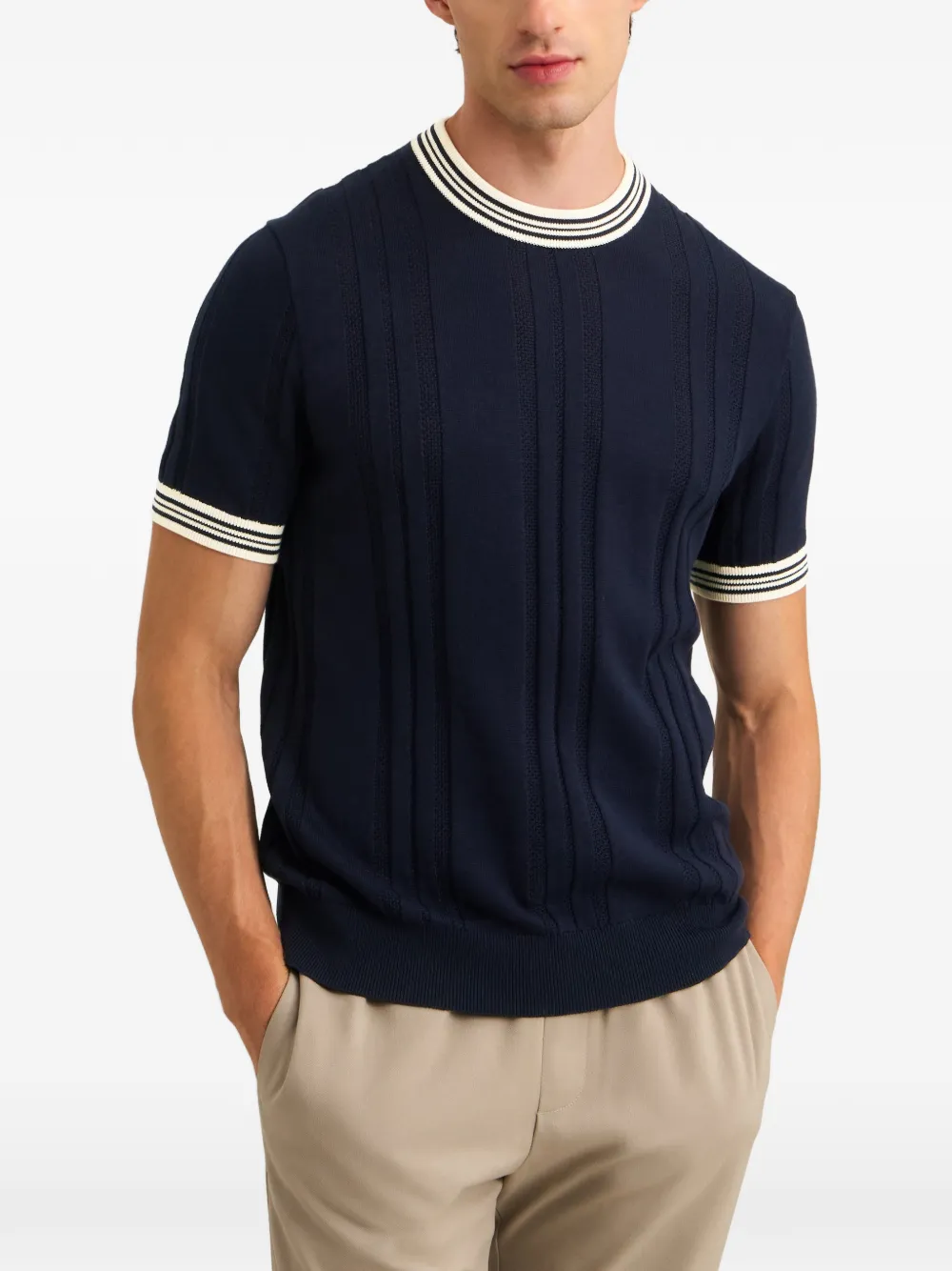 Pringle of Scotland textured-knit T-shirt Blauw