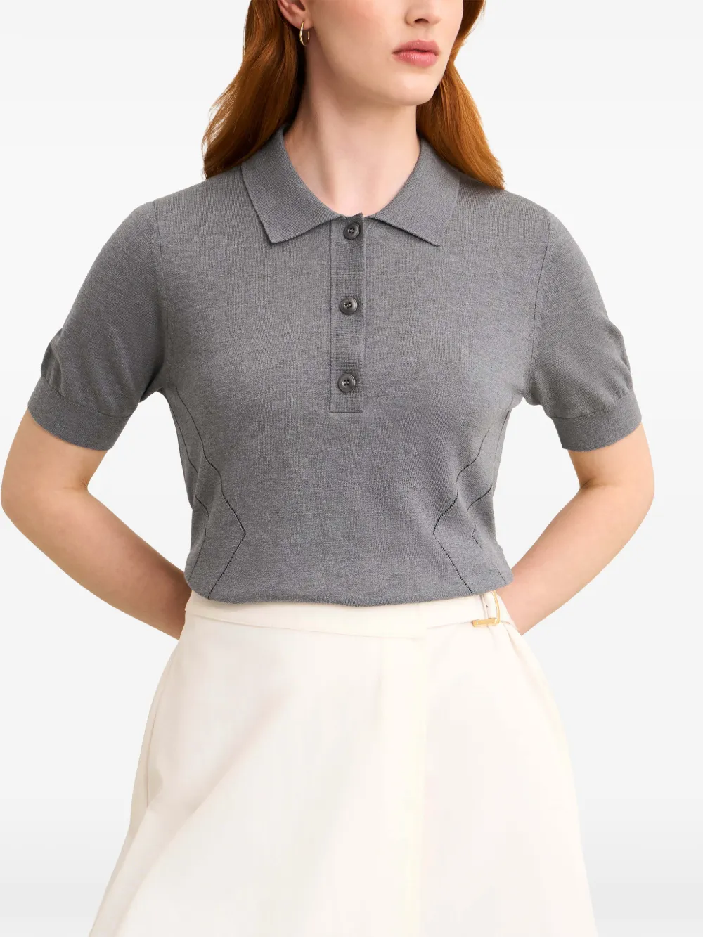 Pringle of Scotland Pointelle gebreide polotop Grijs