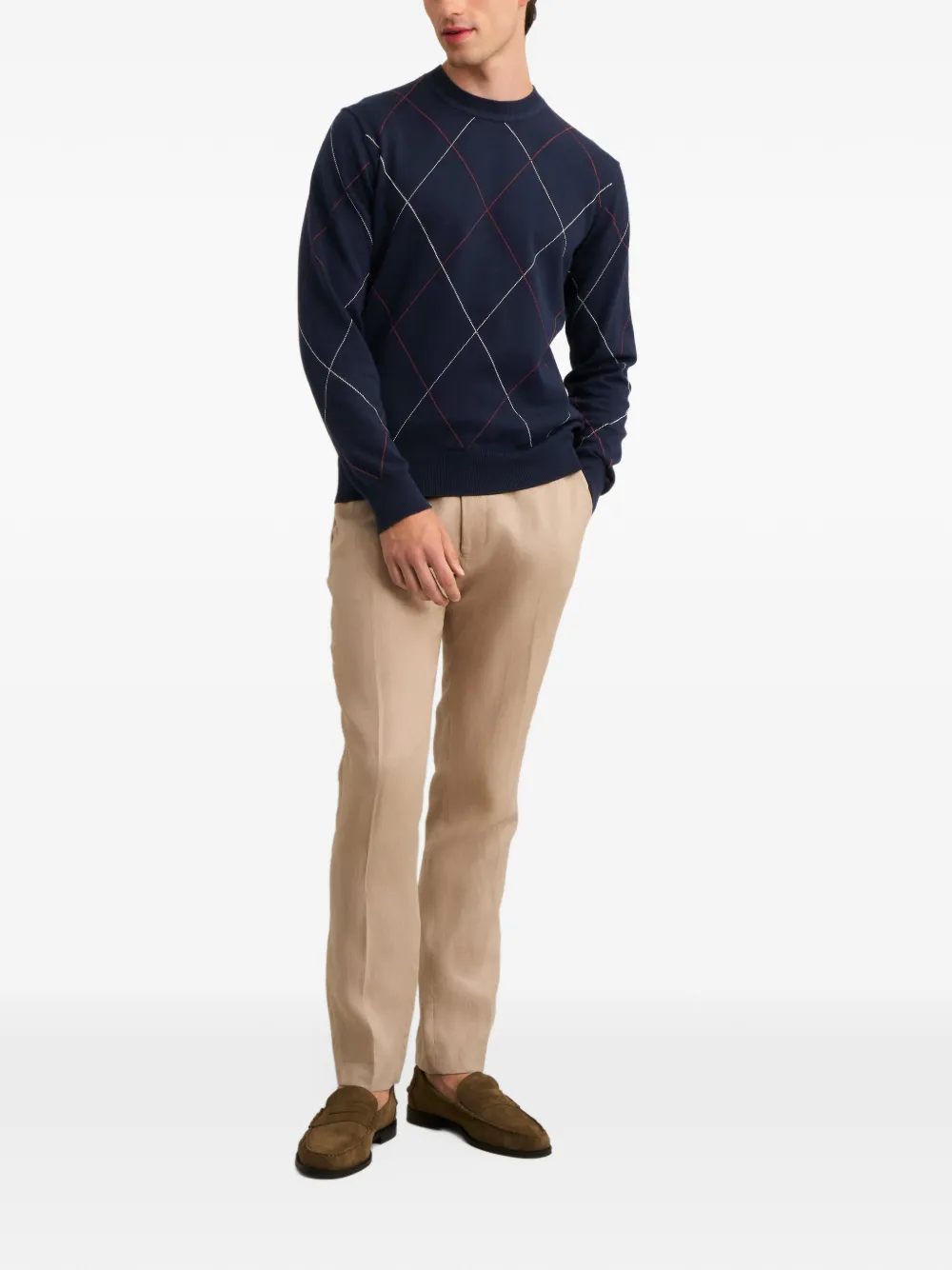 Pringle of Scotland Argyle-pattern intarsia sweater Blauw