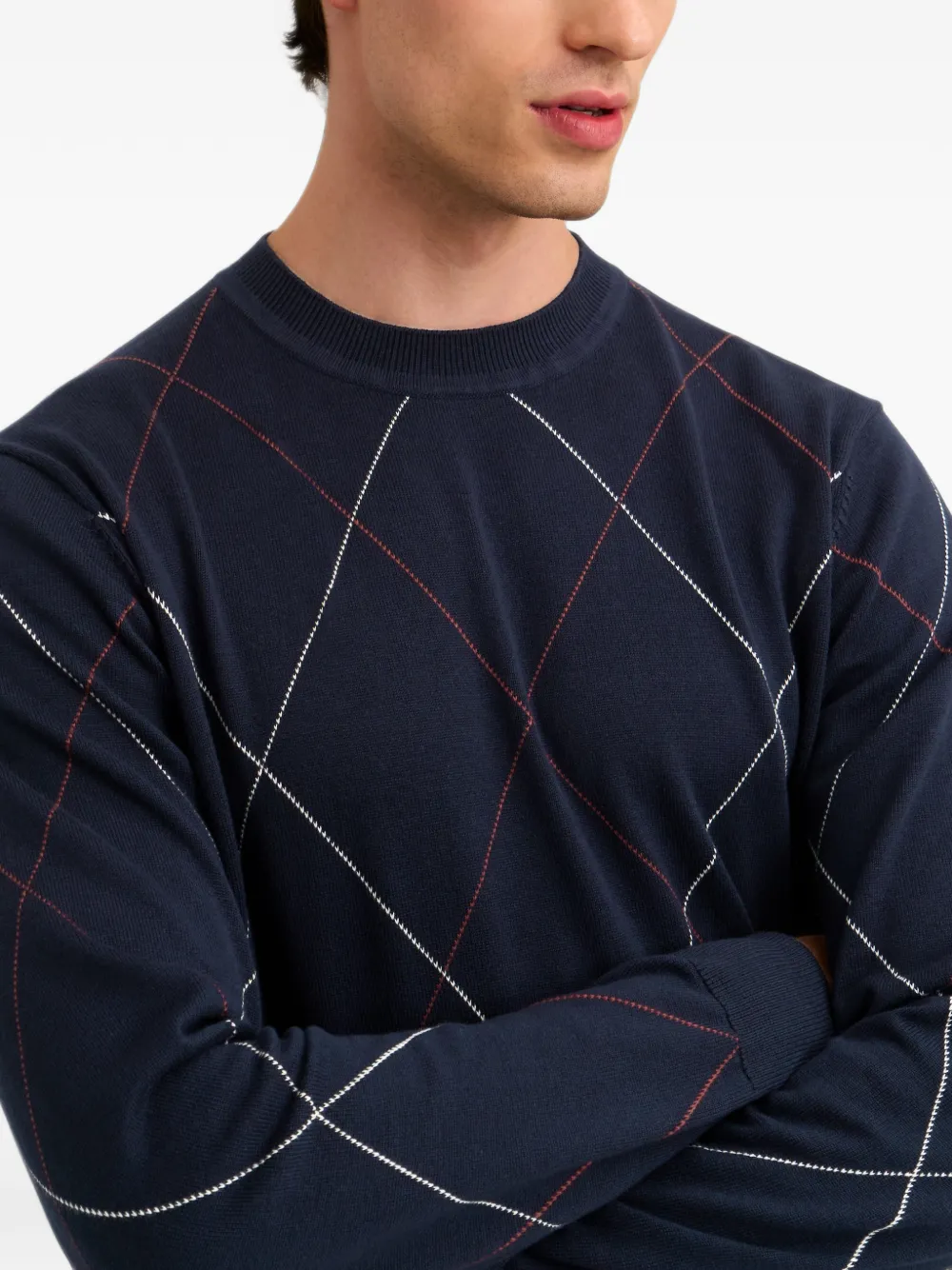 Pringle of Scotland Argyle-pattern intarsia sweater Blauw