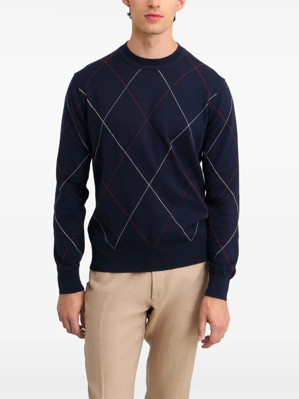 Pringle of Scotland Argyle-pattern intarsia sweater Blauw