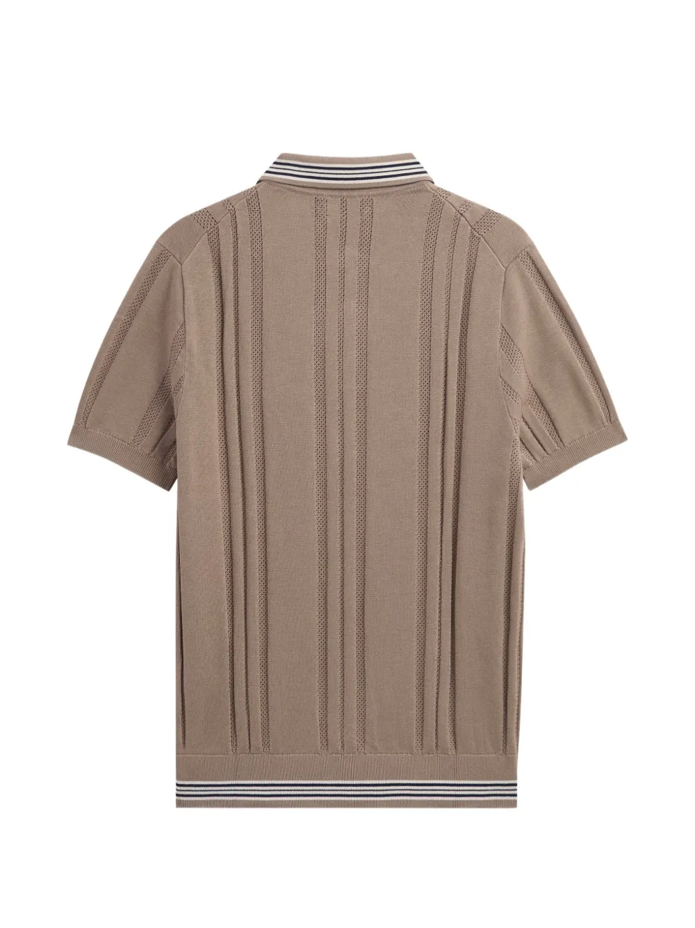 Pringle of Scotland textured-knit striped-trim polo shirt Bruin