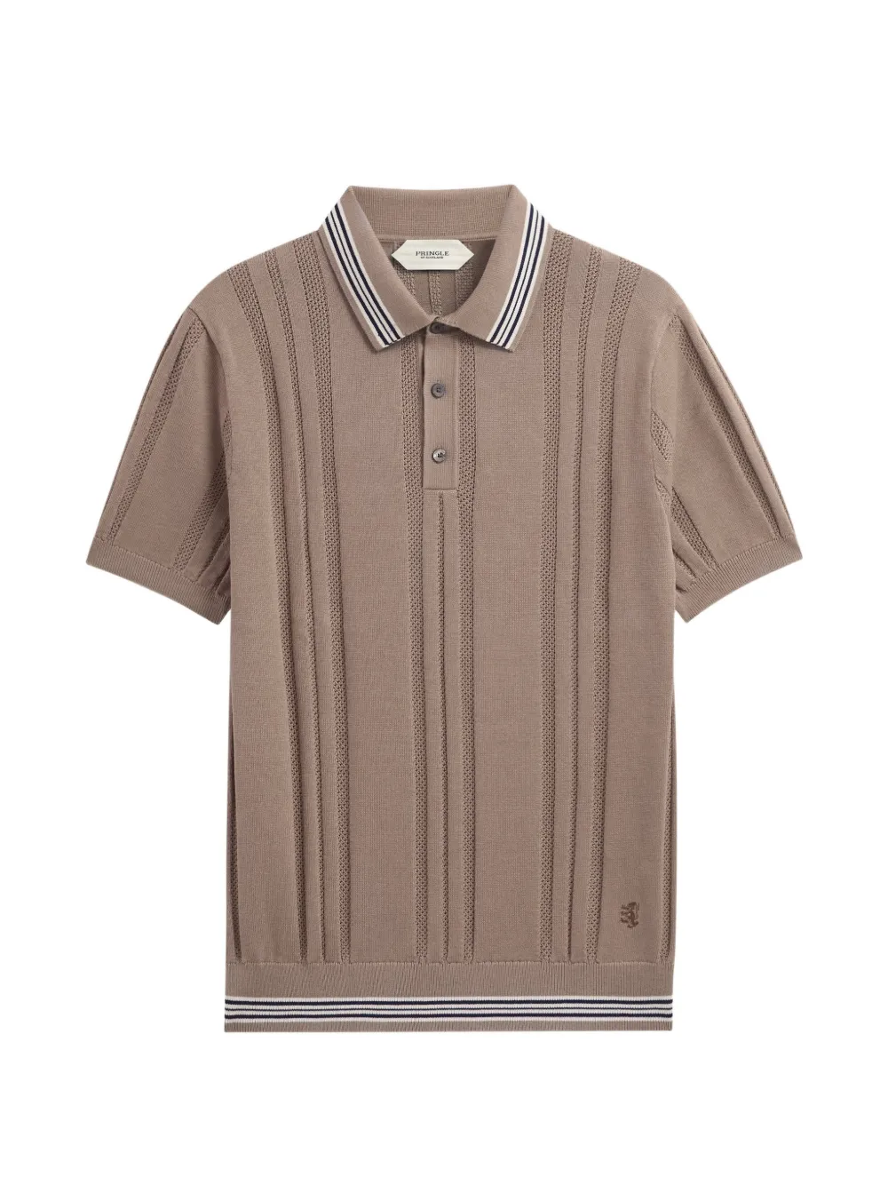 Pringle of Scotland textured-knit striped-trim polo shirt Bruin
