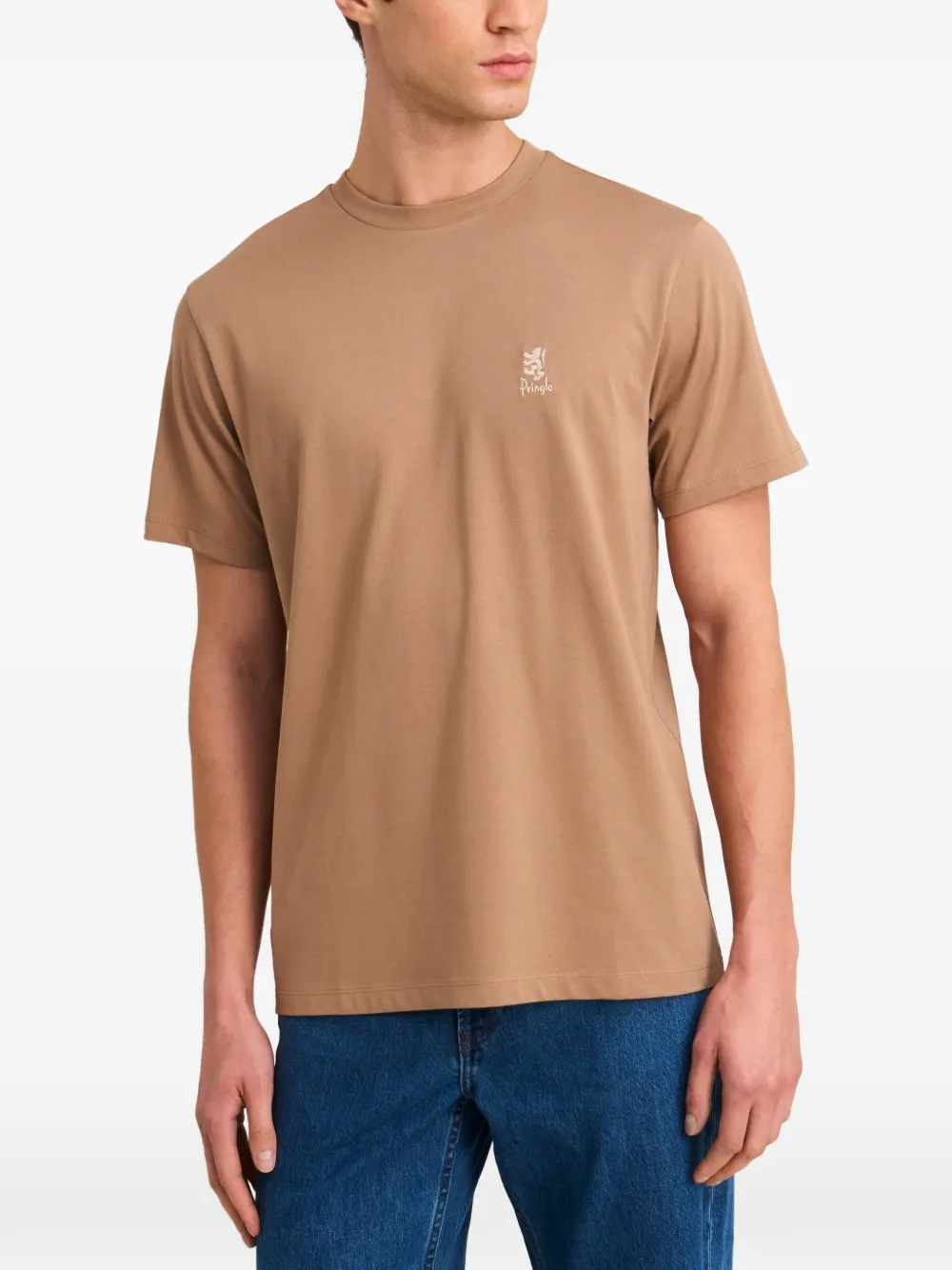 Pringle of Scotland logo-embroidered T-shirt Bruin
