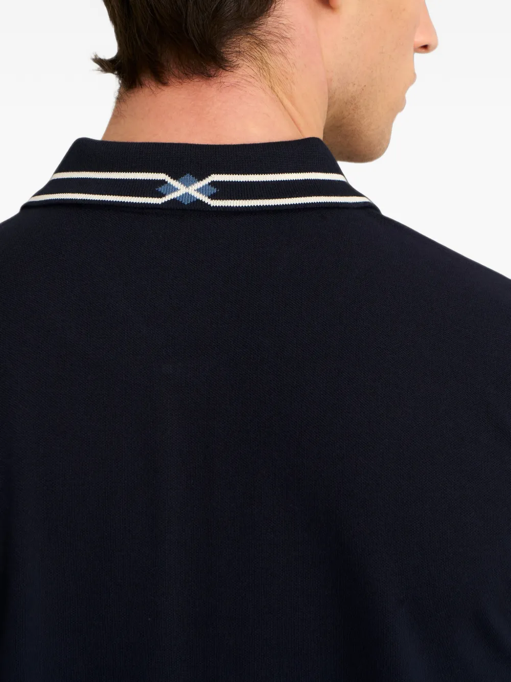 Pringle of Scotland jacquard-collar piqué polo shirt Blauw