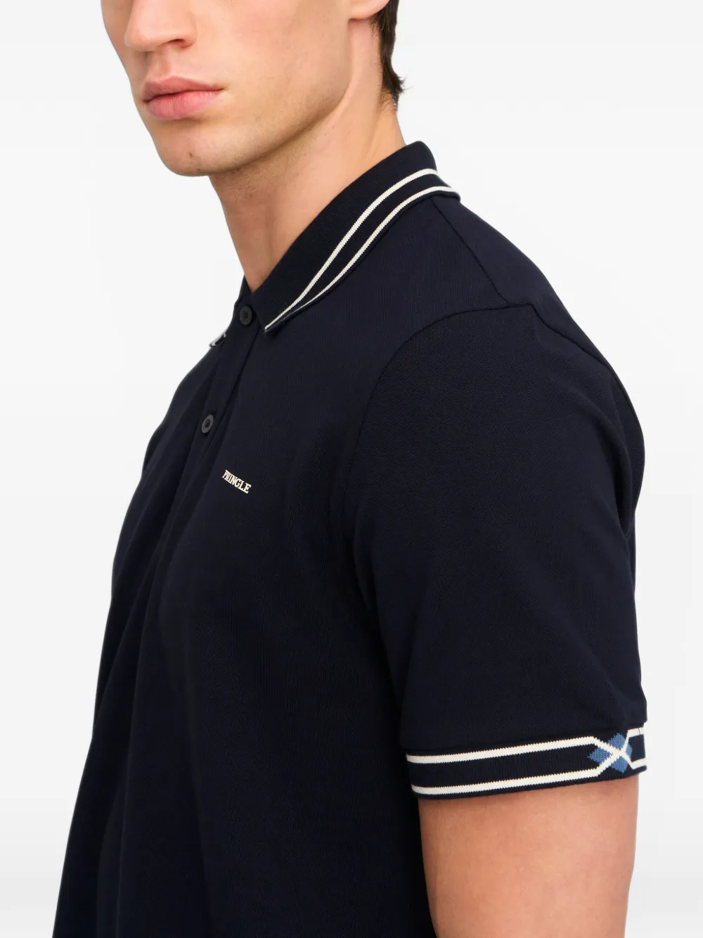 Pringle of Scotland jacquard-collar piqué polo shirt Blauw