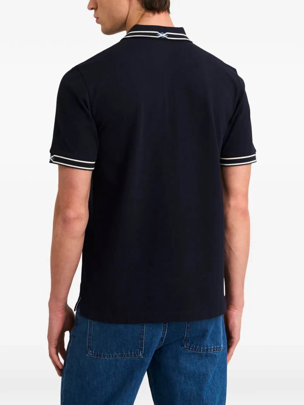 Pringle of Scotland jacquard-collar piqué polo shirt Blauw