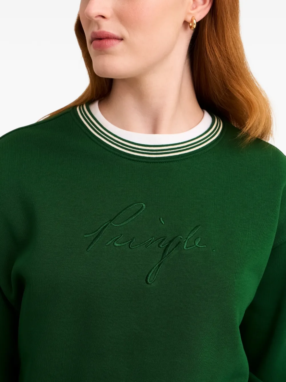 Pringle of Scotland Piqué sweater met geborduurd logo Groen