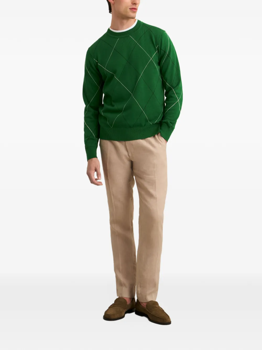 Pringle of Scotland Argyle-pattern intarsia sweater Groen
