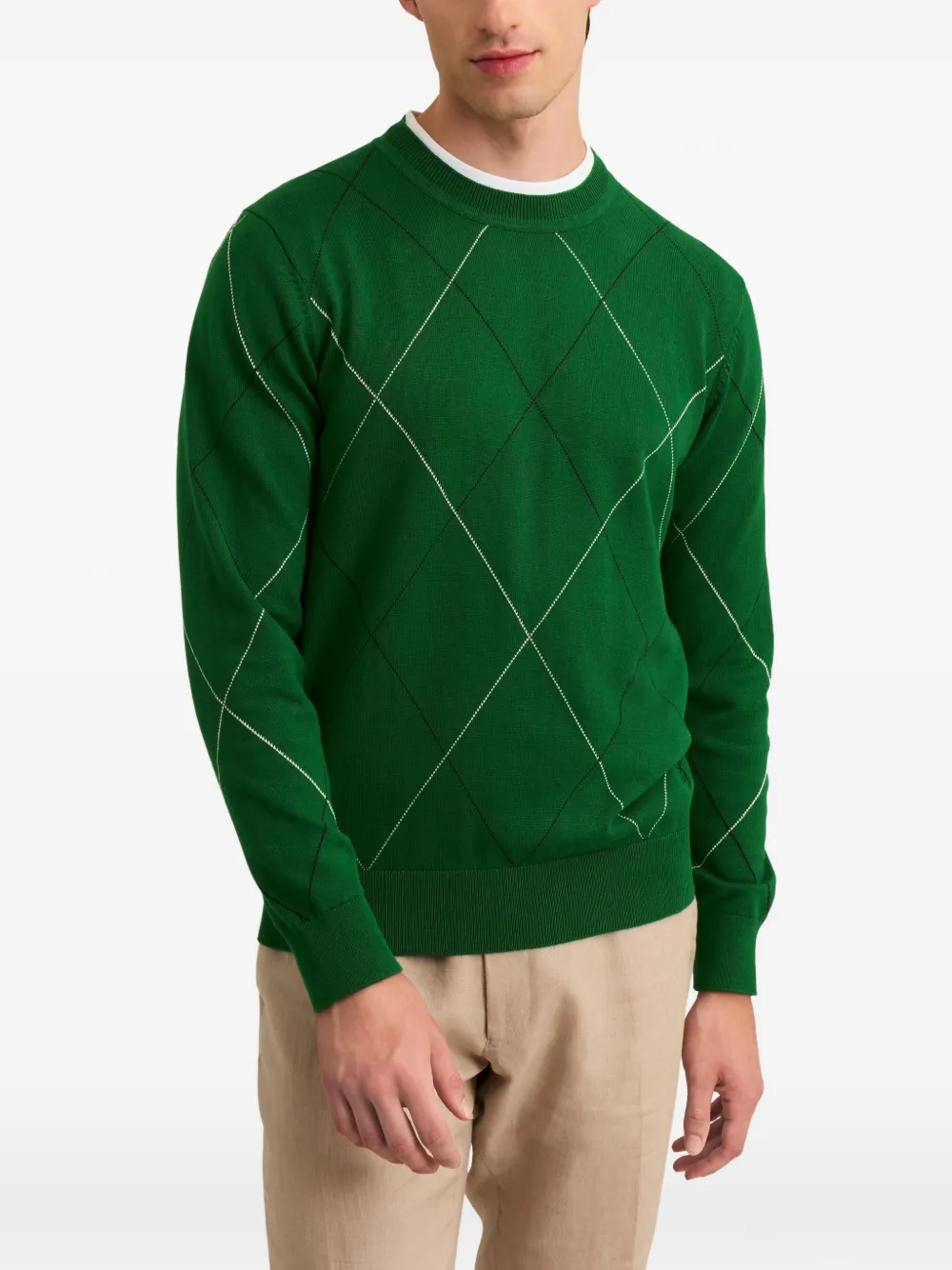 Pringle of Scotland Argyle-pattern intarsia sweater Groen