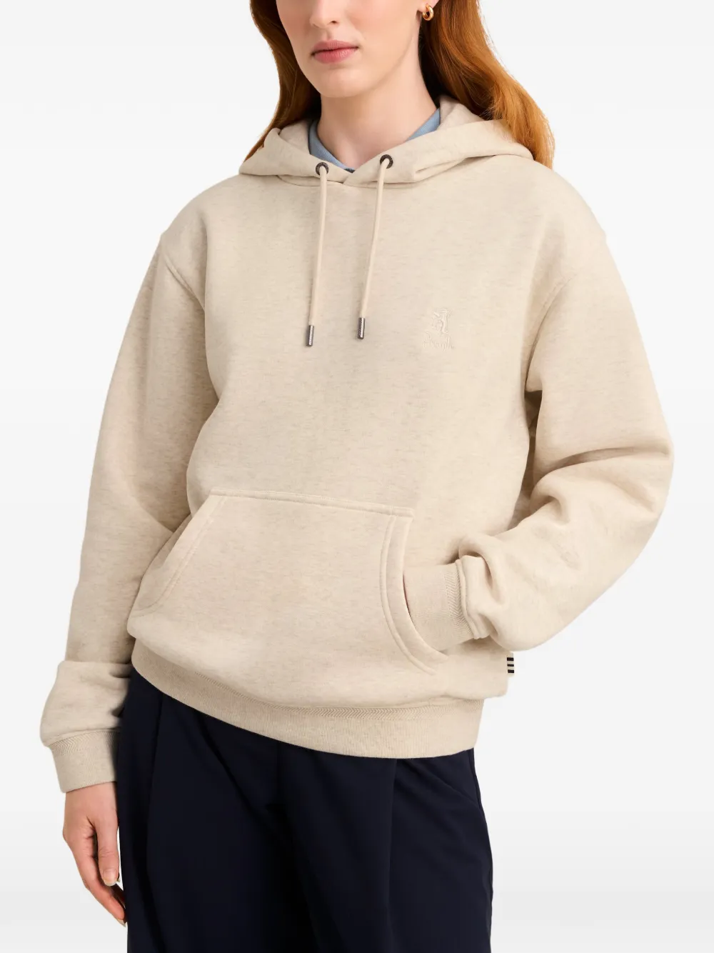 Pringle of Scotland logo-embroidered drawstring hoodie Beige