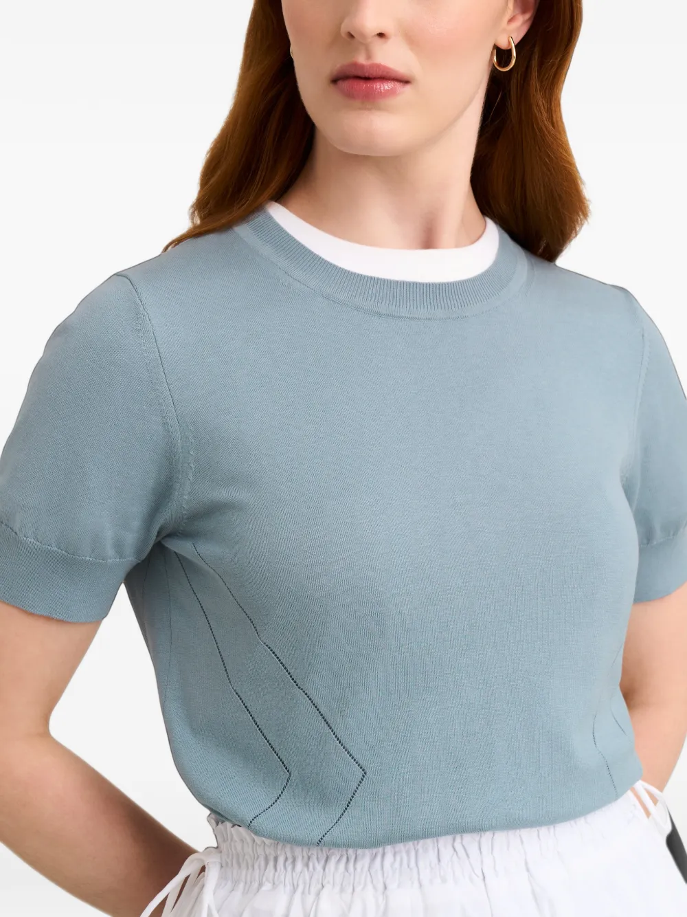 Pringle of Scotland pointelle-knit T-shirt Blauw