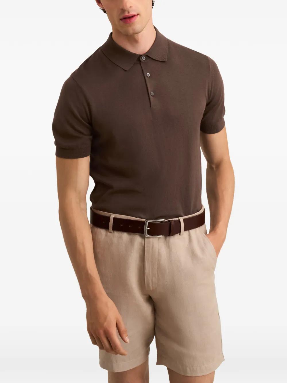 Pringle of Scotland knitted short-sleeve polo shirt Bruin