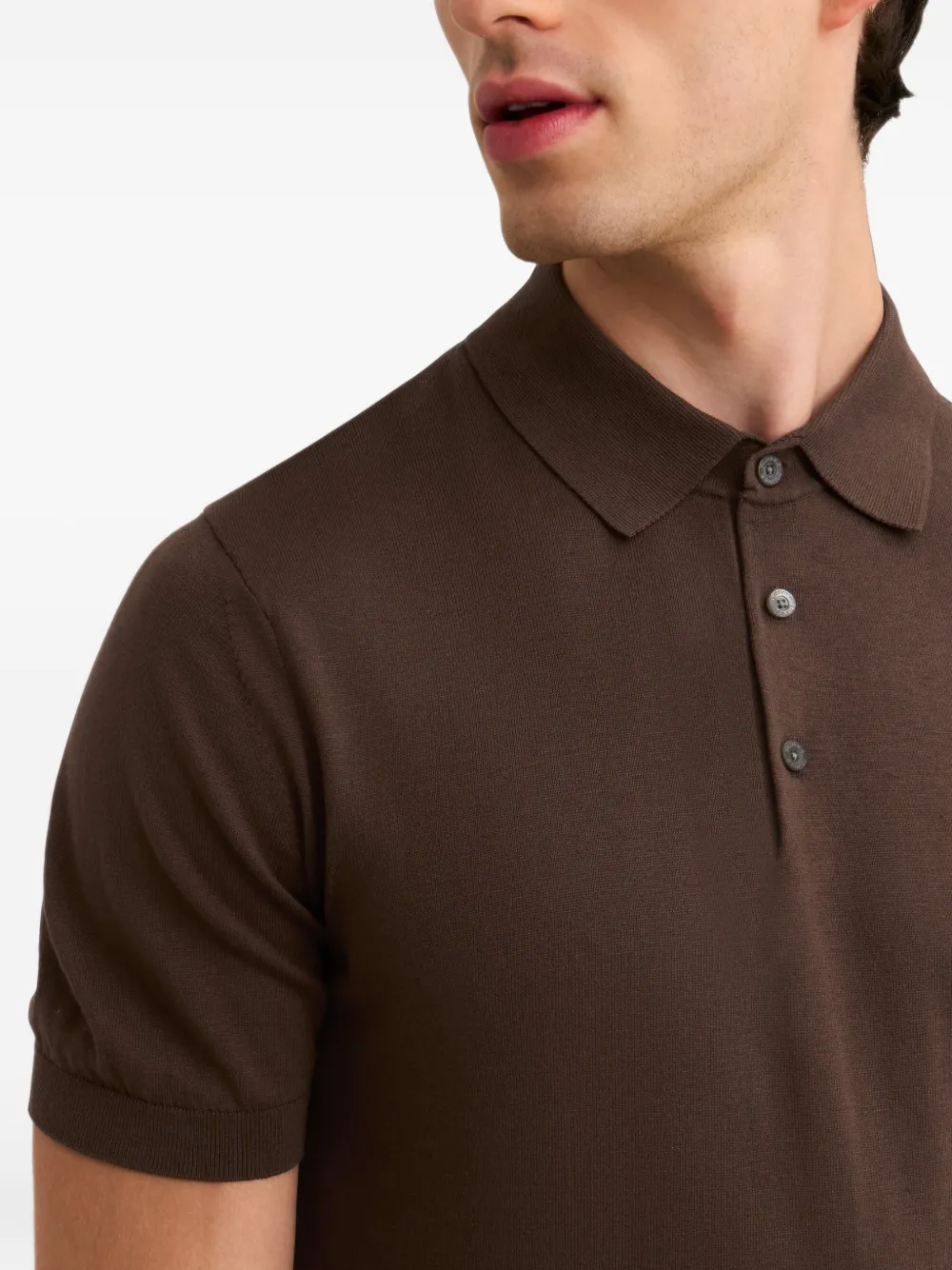 Pringle of Scotland knitted short-sleeve polo shirt Bruin