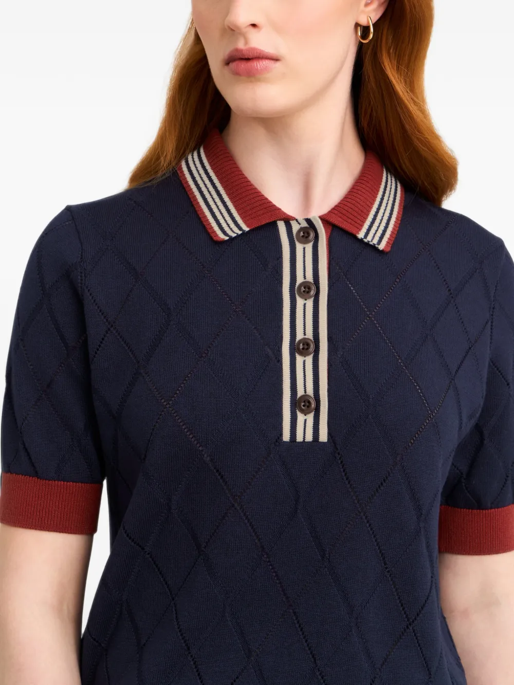 Pringle of Scotland Argyle-textured polo top Blauw