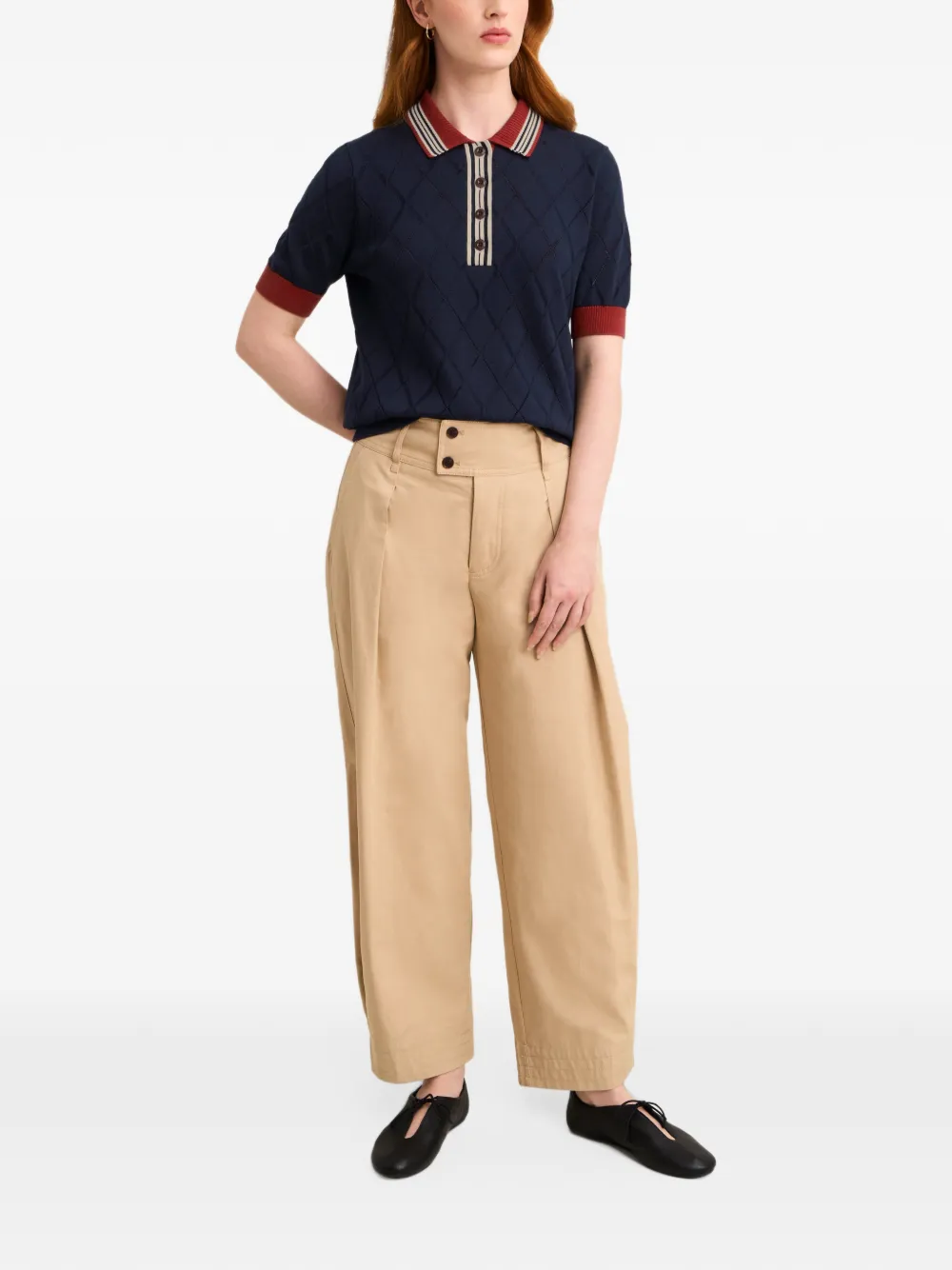 Pringle of Scotland Argyle-textured polo top Blauw