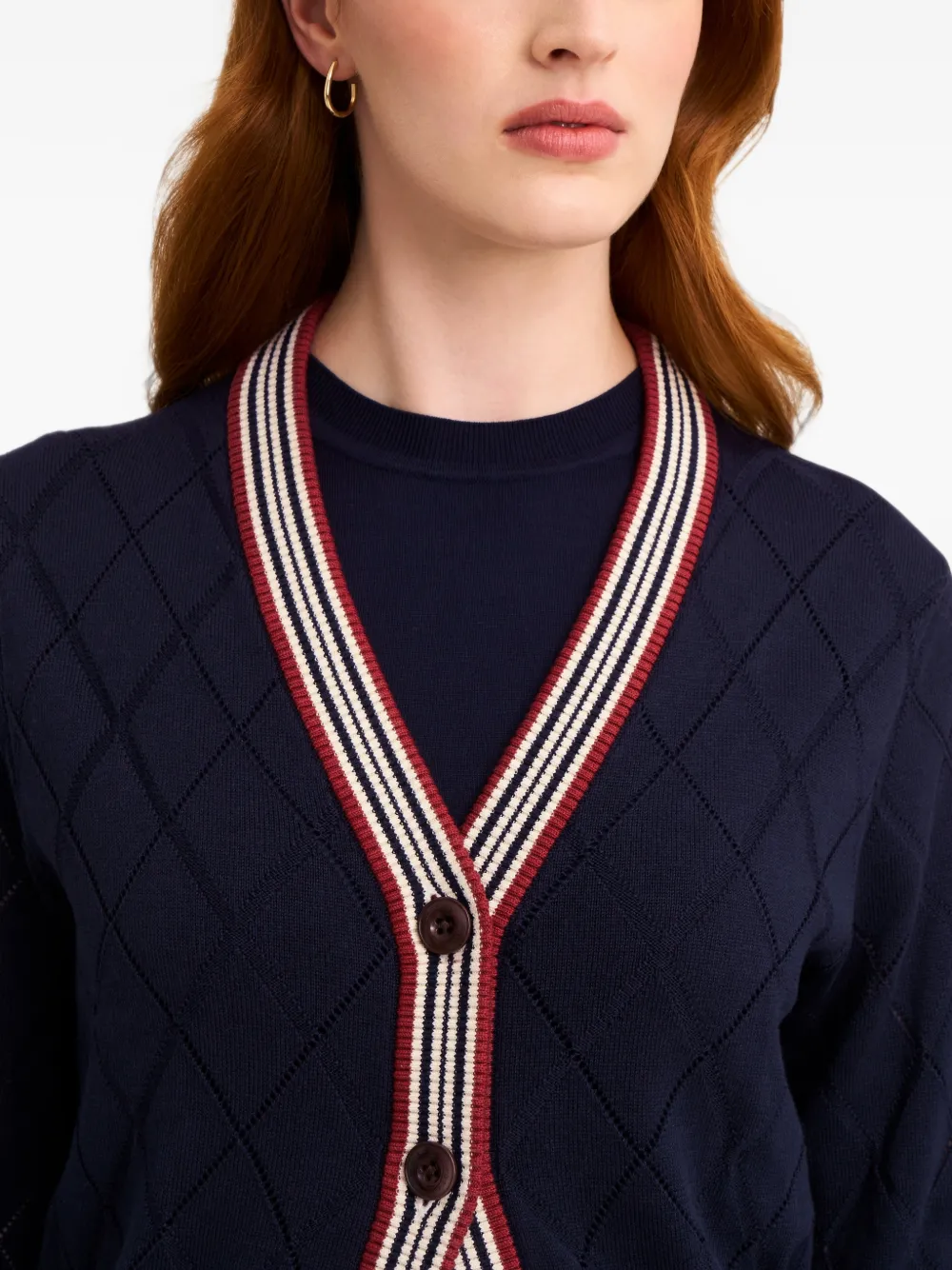 Pringle of Scotland textured Argyle-pattern cardigan Blauw