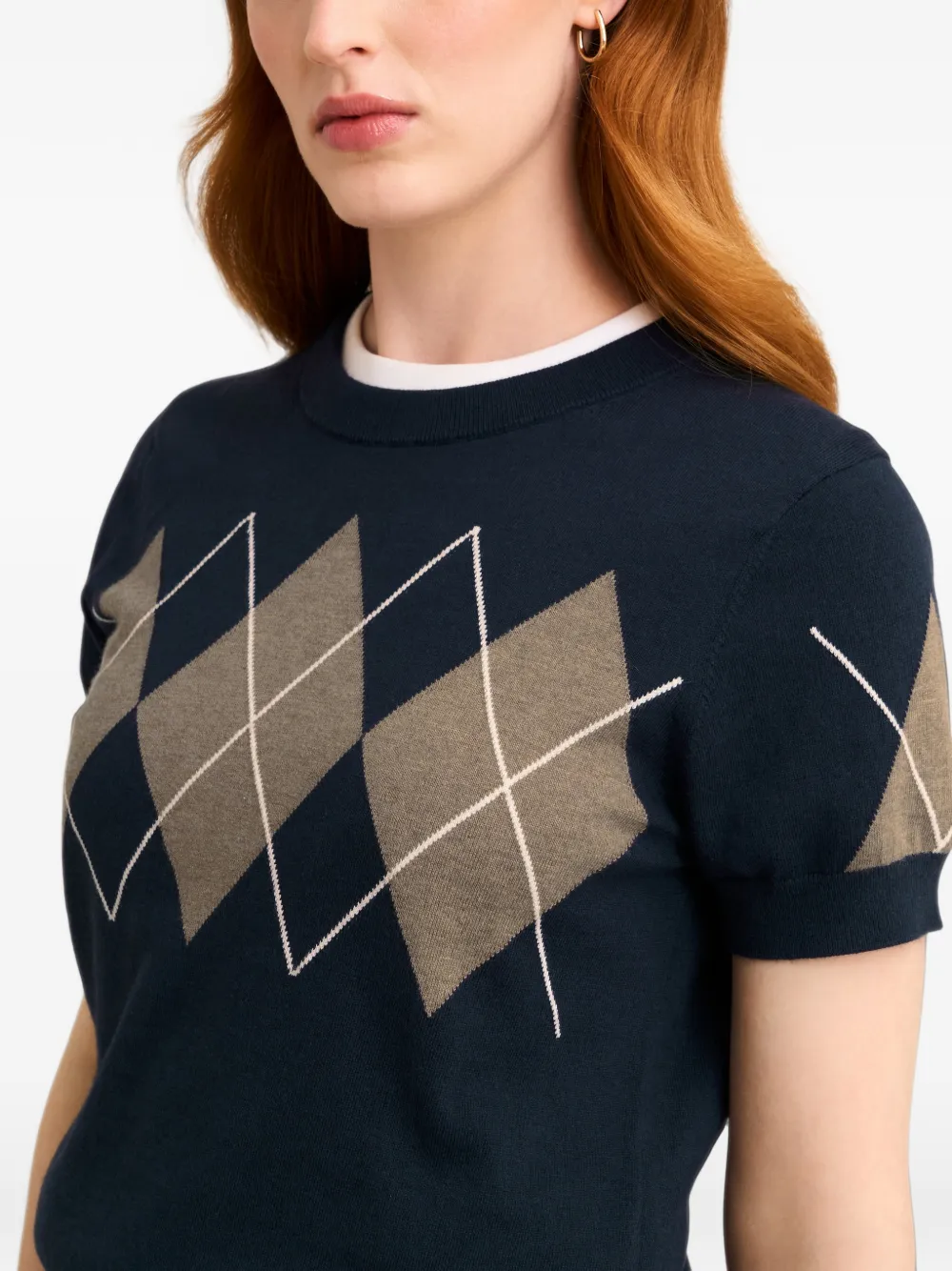 Pringle of Scotland Argyle-pattern short-sleeve T-shirt Blauw