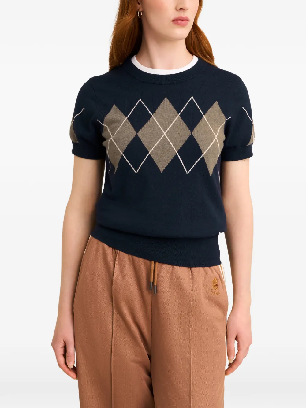 Pringle of Scotland Argyle-pattern short-sleeve T-shirt Blauw