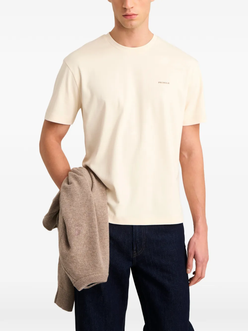 Pringle of Scotland logo-print cotton T-shirt Beige