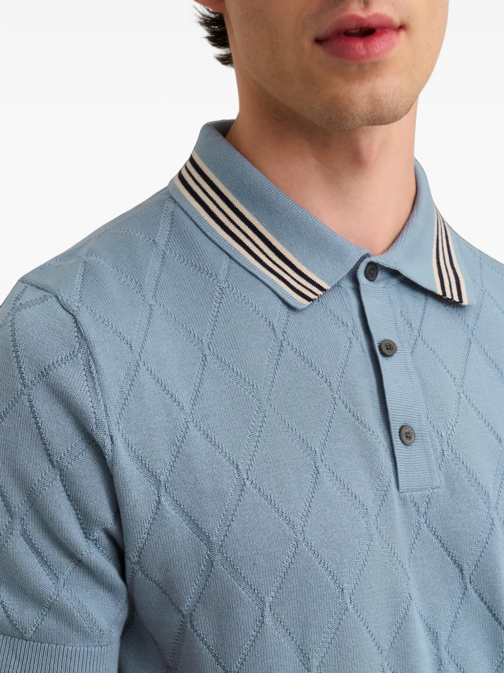 Pringle of Scotland Argyle-knit polo shirt Blauw