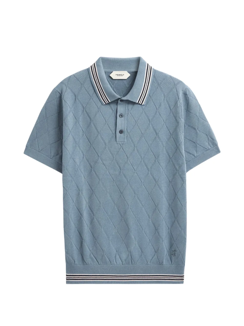 Pringle of Scotland Argyle-knit polo shirt Blauw