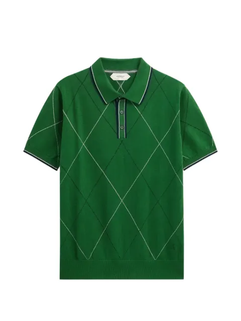 Pringle of Scotland Argyle-intarsia Raker-stitch polo shirt