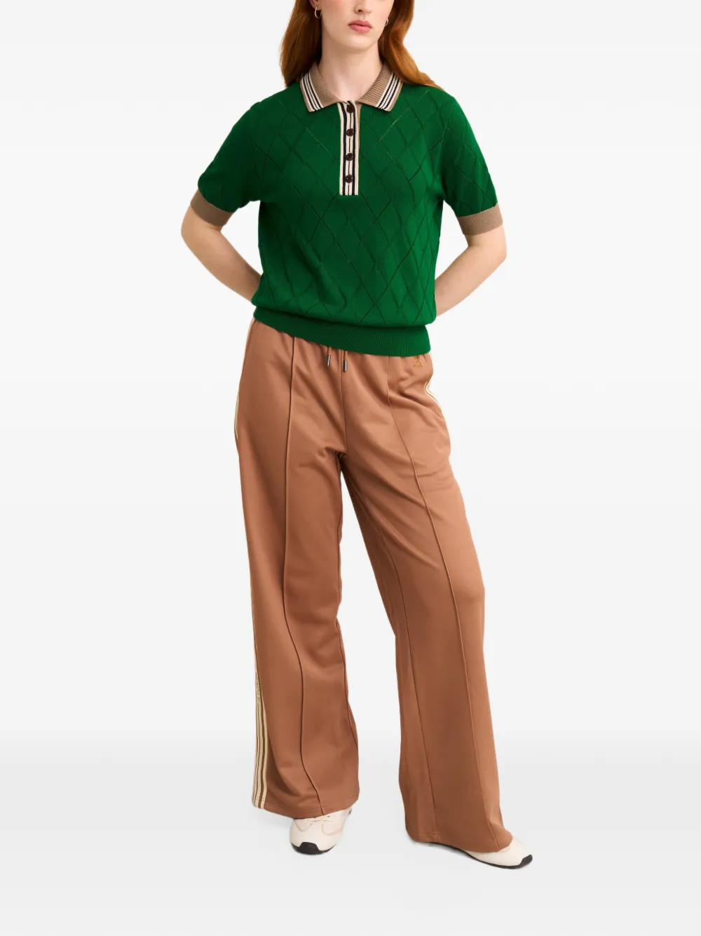 Pringle of Scotland Argyle-textured polo top Groen