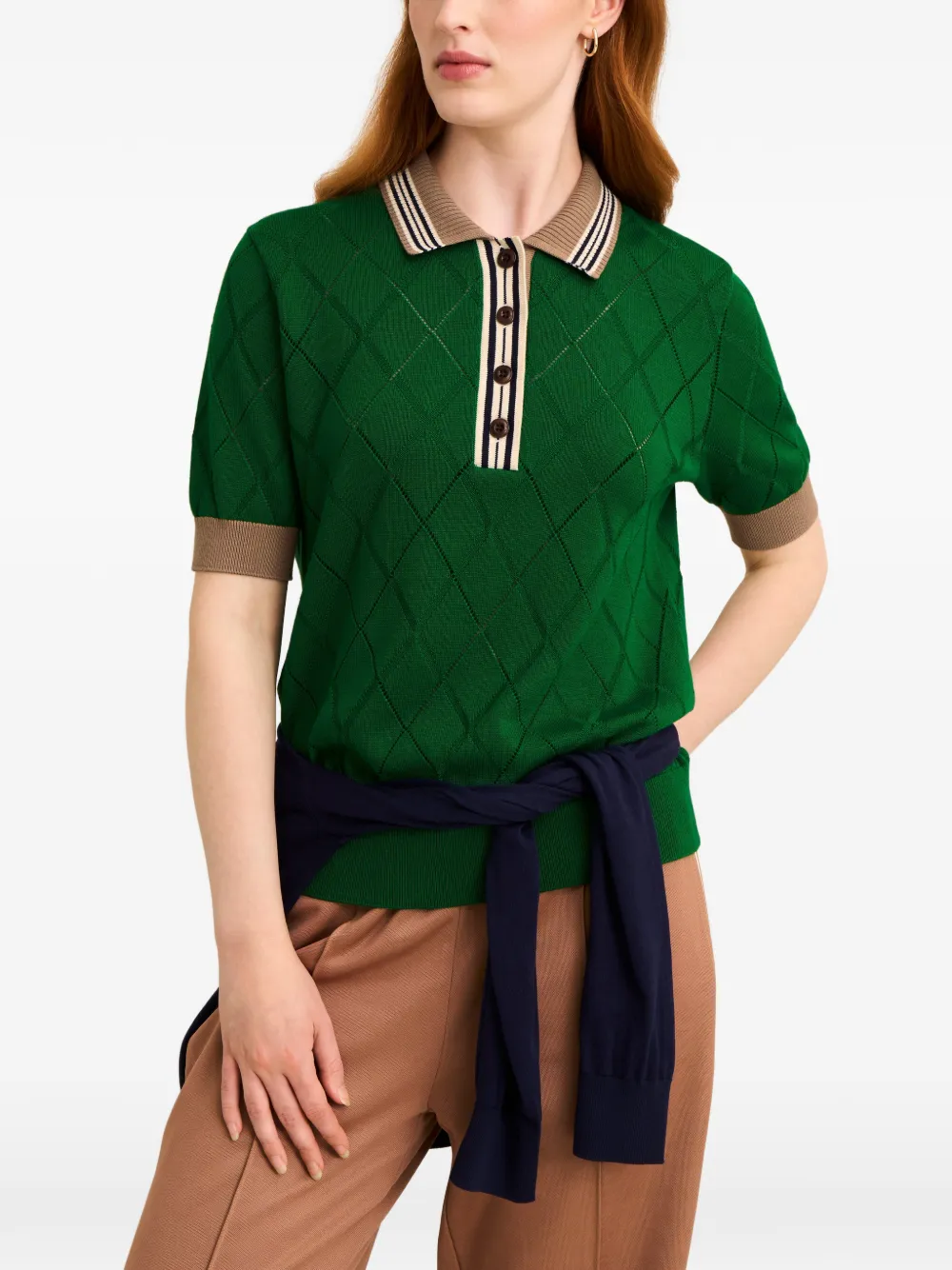 Pringle of Scotland Argyle-textured polo top Groen