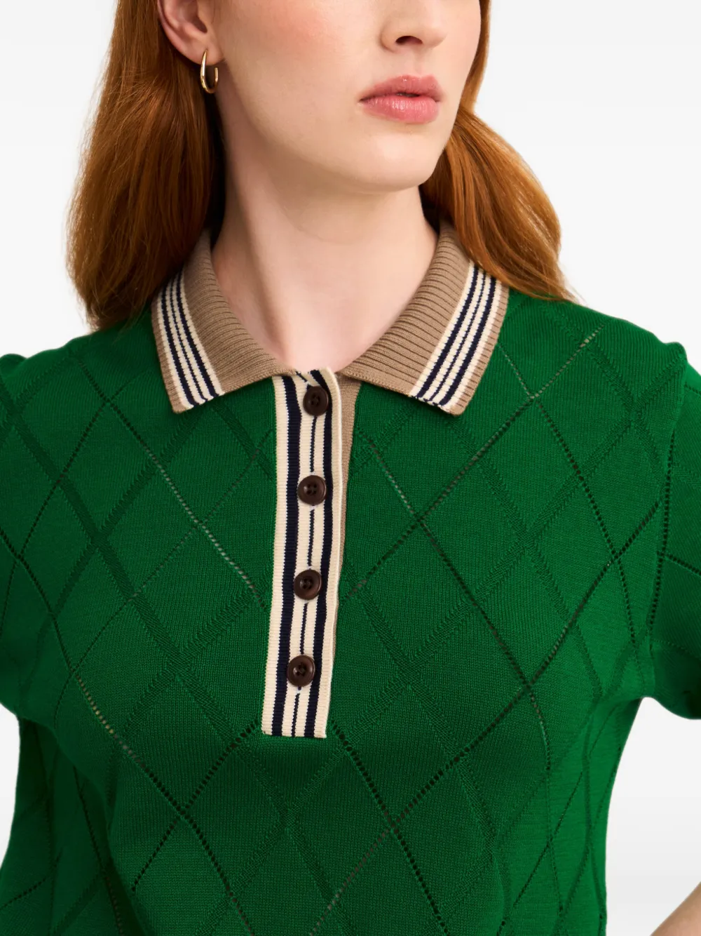 Pringle of Scotland Argyle-textured polo top Groen