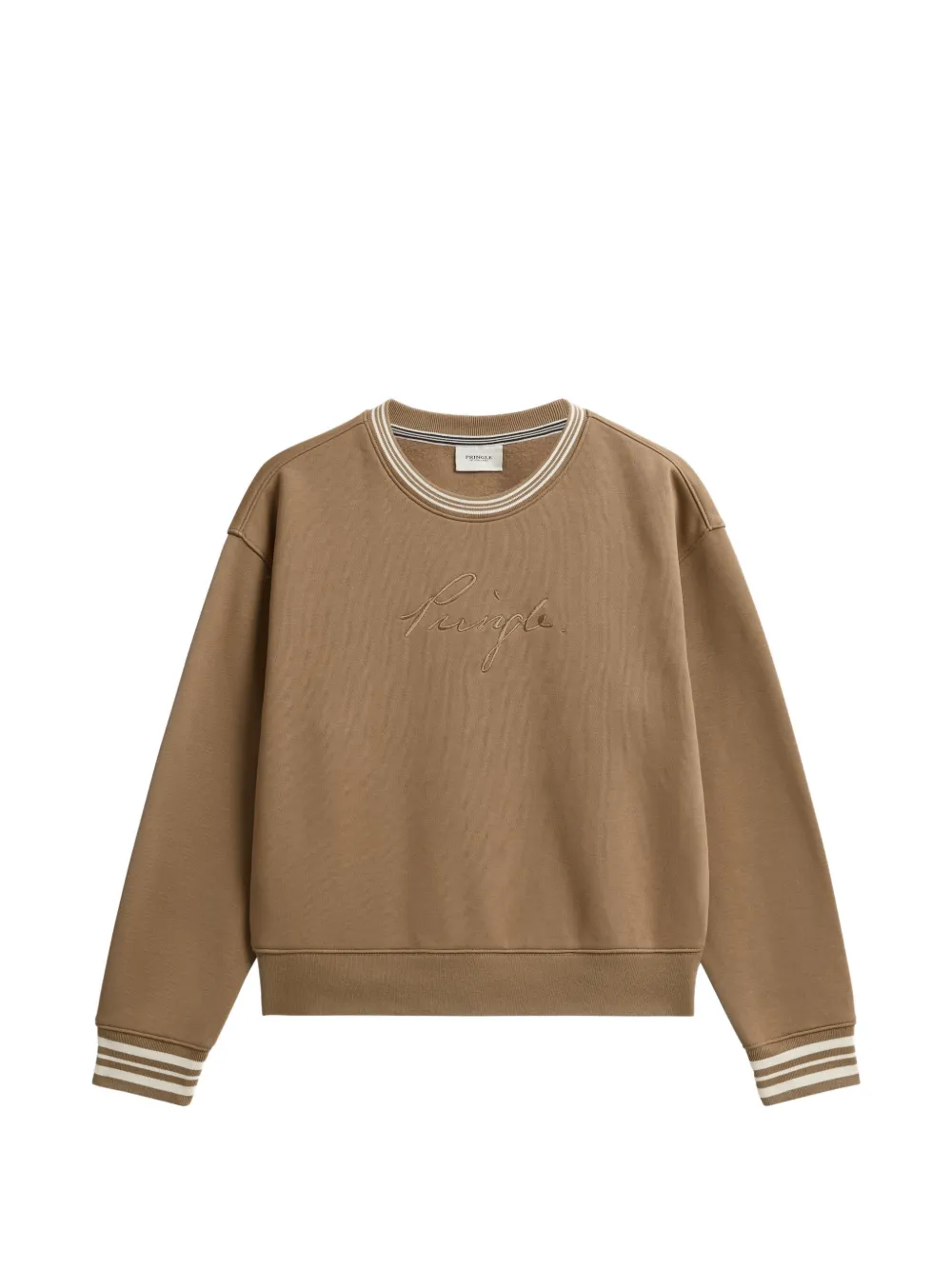 Pringle of Scotland logo-embroidered piqué sweatshirt - Marrone