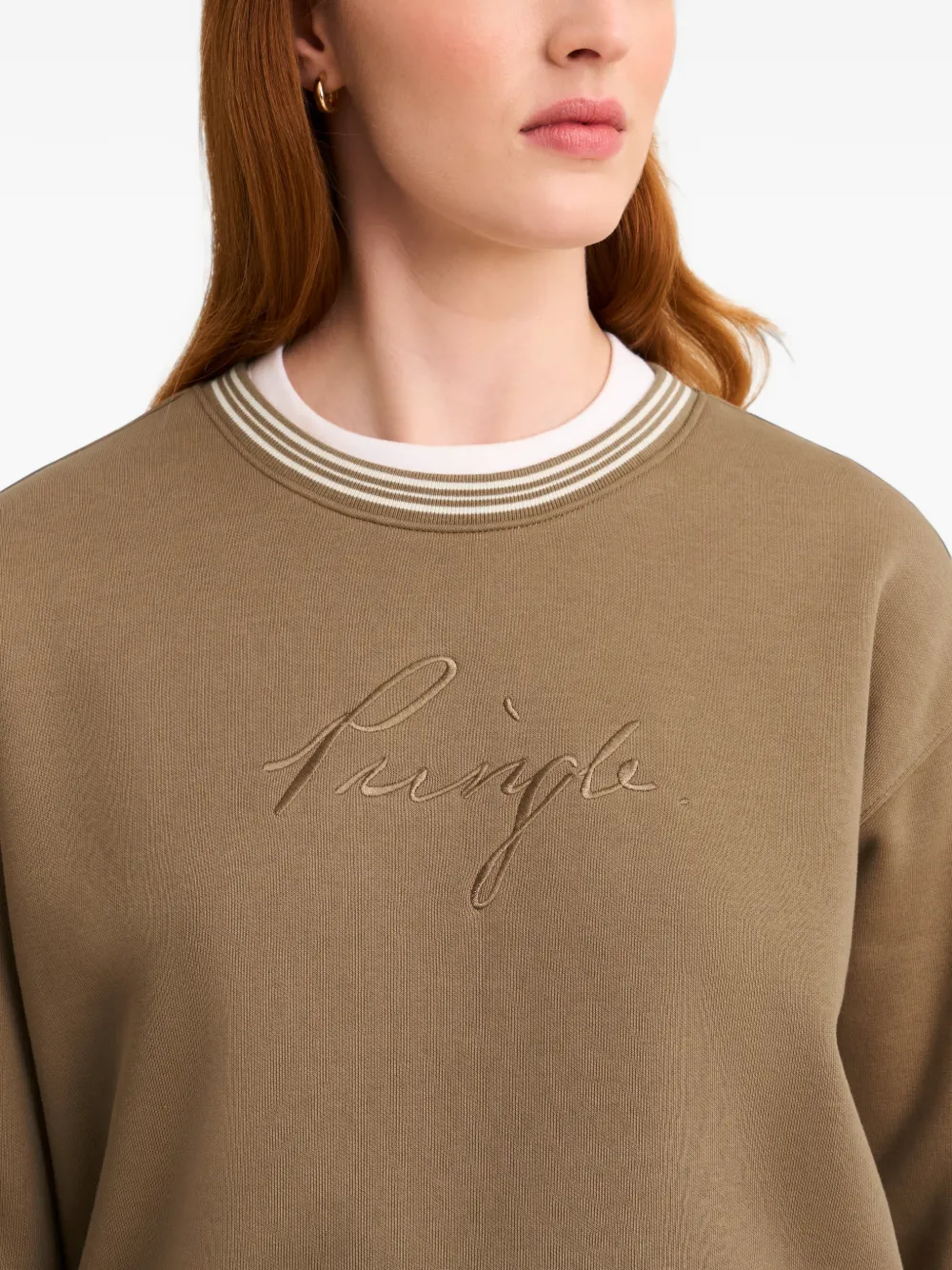 Pringle of Scotland logo-embroidered piqué sweatshirt Bruin