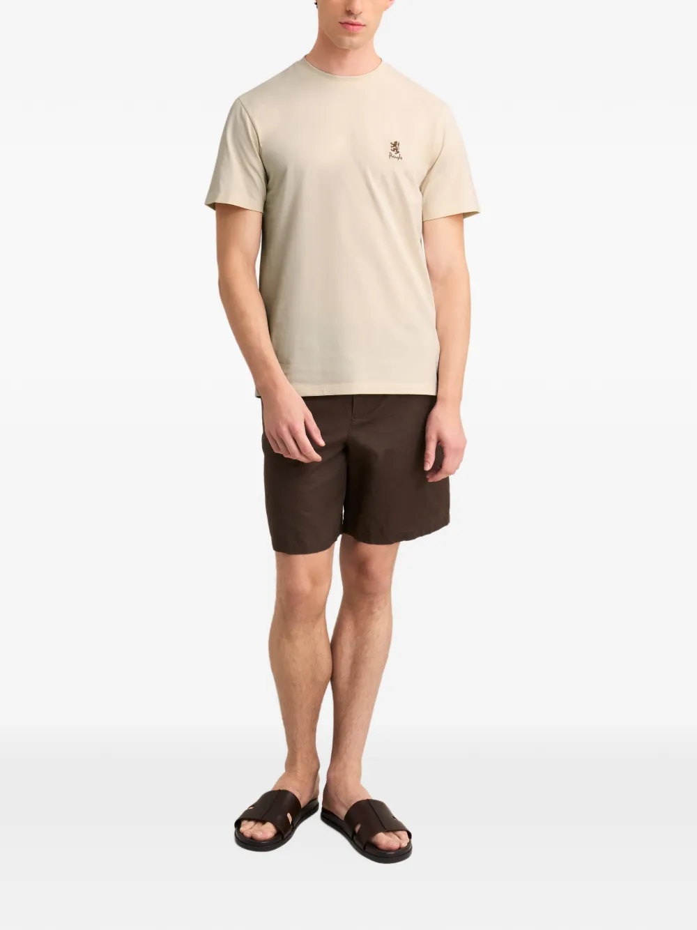 Pringle of Scotland logo-embroidered T-shirt Beige