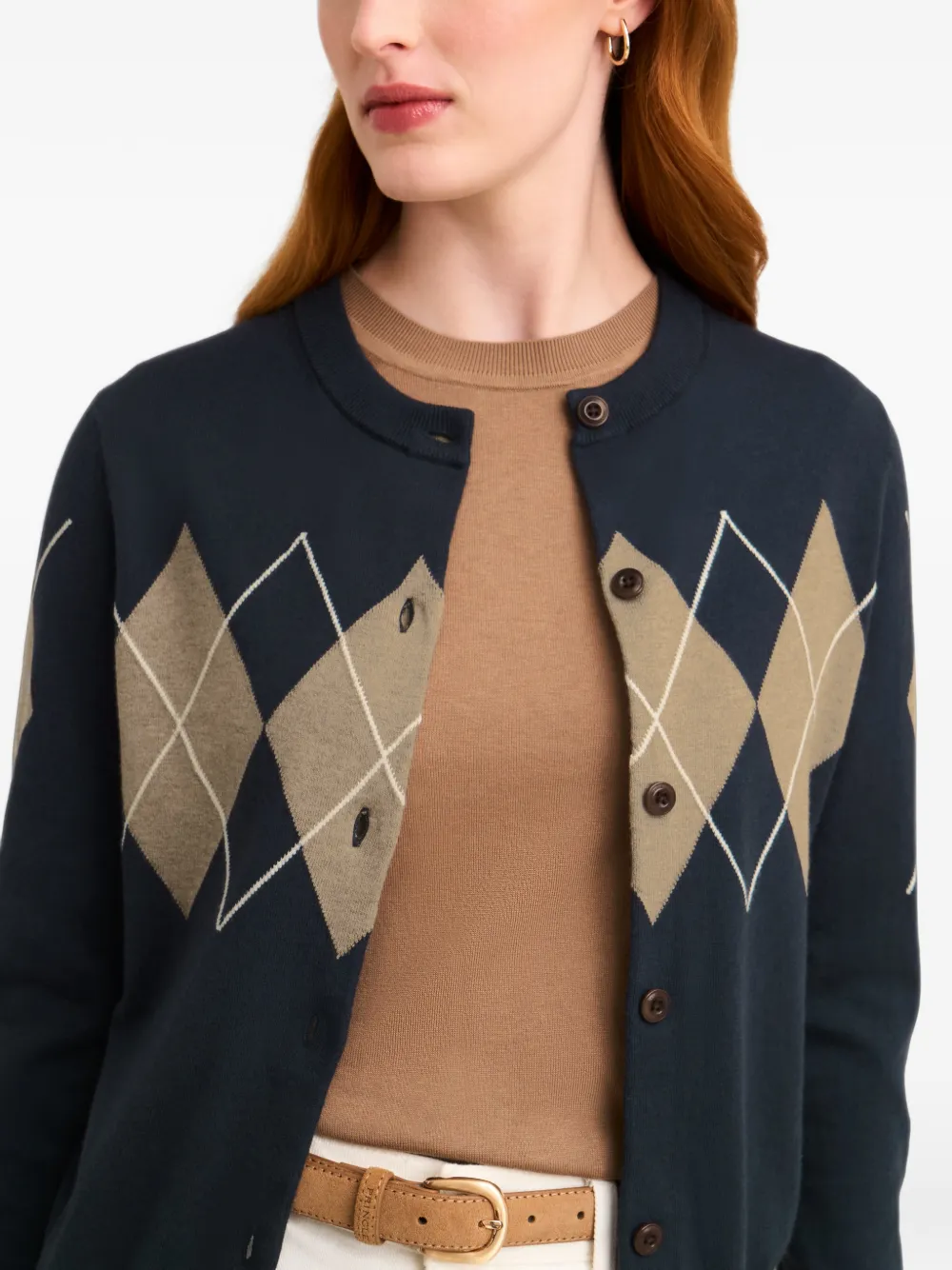 Pringle of Scotland diamond-pattern cardigan Blauw