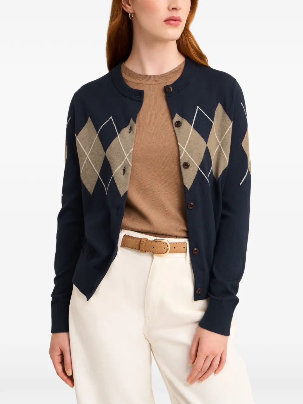 Pringle of Scotland diamond-pattern cardigan Blauw