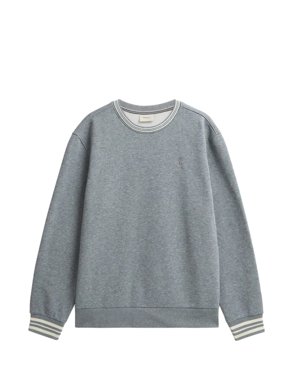 Pringle of Scotland logo-embroidered striped-trim sweater Grijs