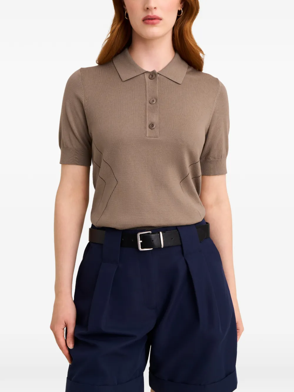 Pringle of Scotland pointelle-knit polo top Bruin