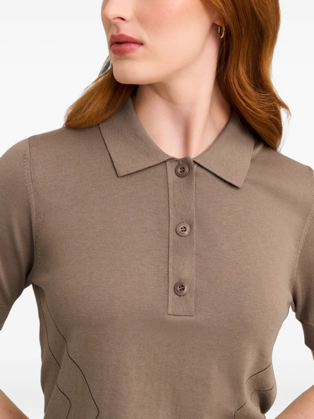 Pringle of Scotland pointelle-knit polo top Bruin