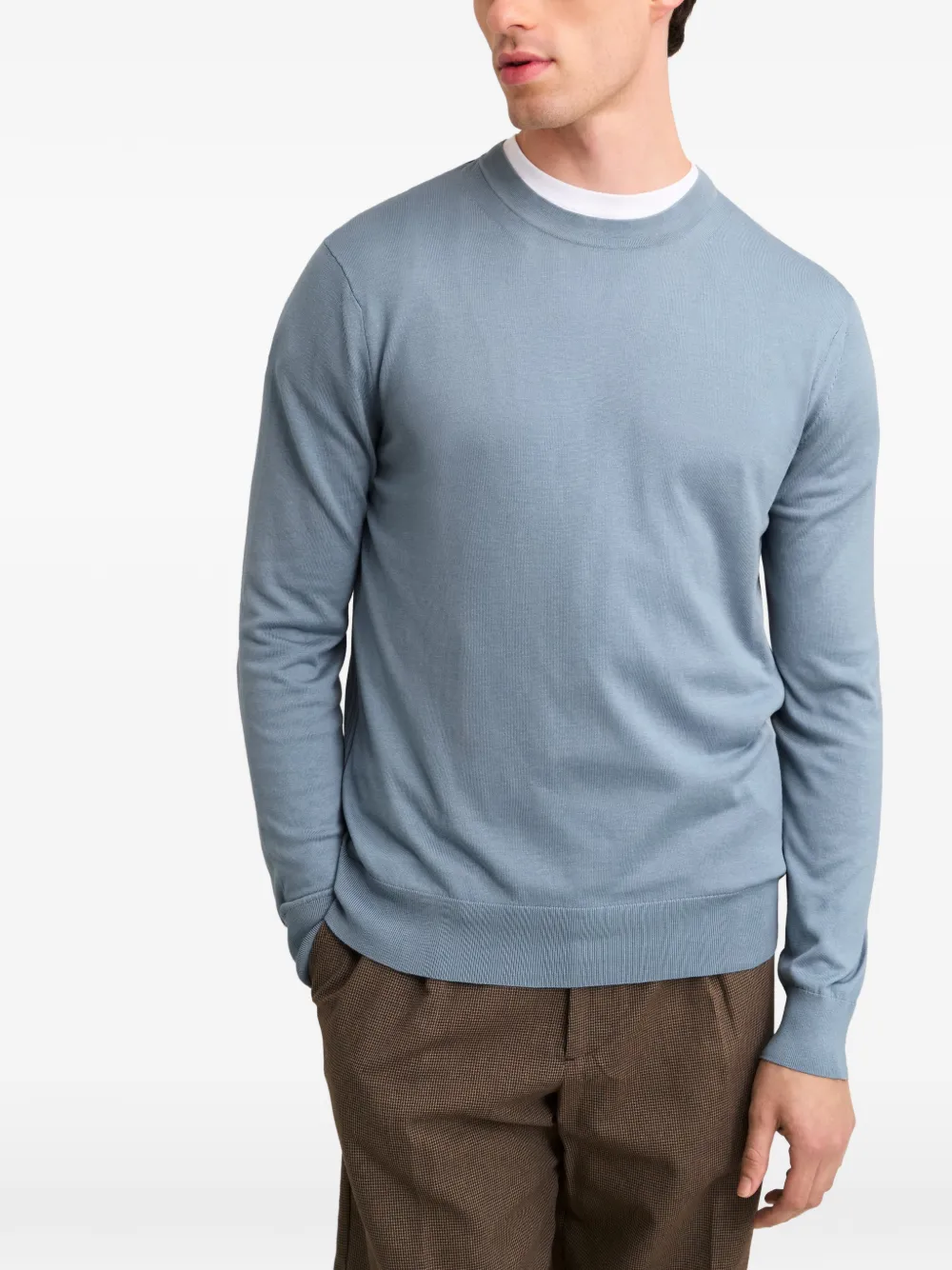 Pringle of Scotland ribbed-trim crew-neck sweater Blauw