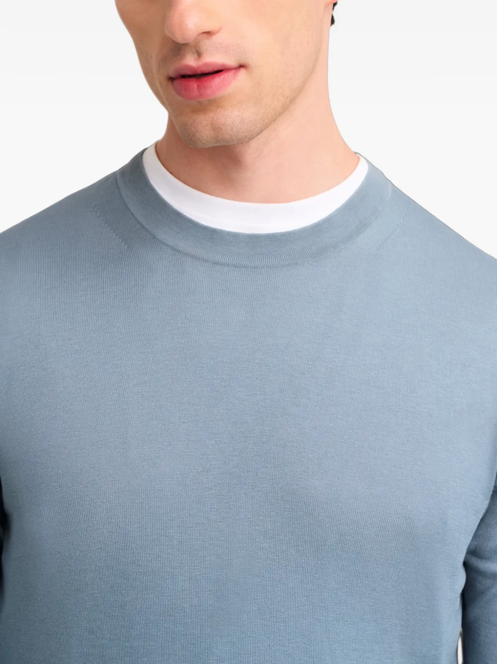 Pringle of Scotland ribbed-trim crew-neck sweater Blauw