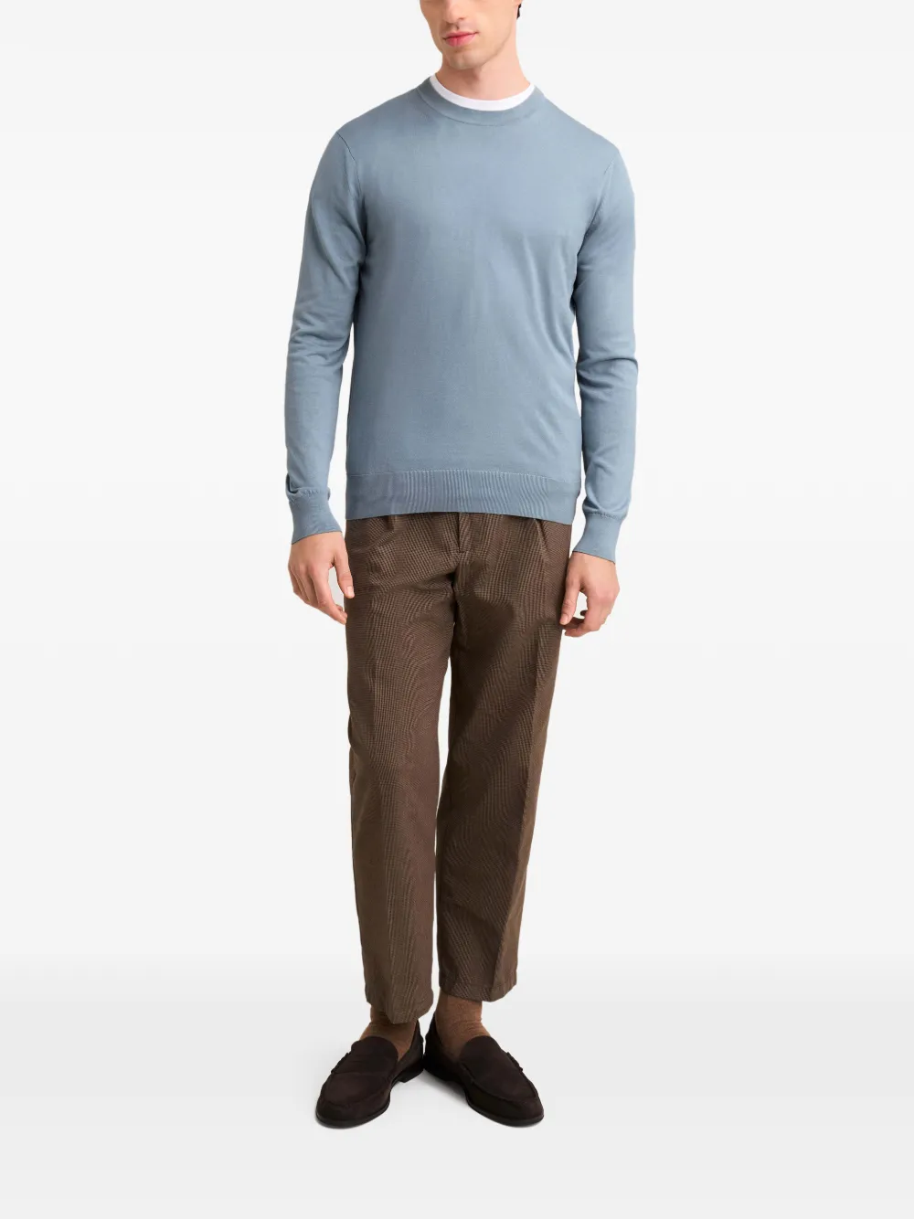 Pringle of Scotland ribbed-trim crew-neck sweater Blauw