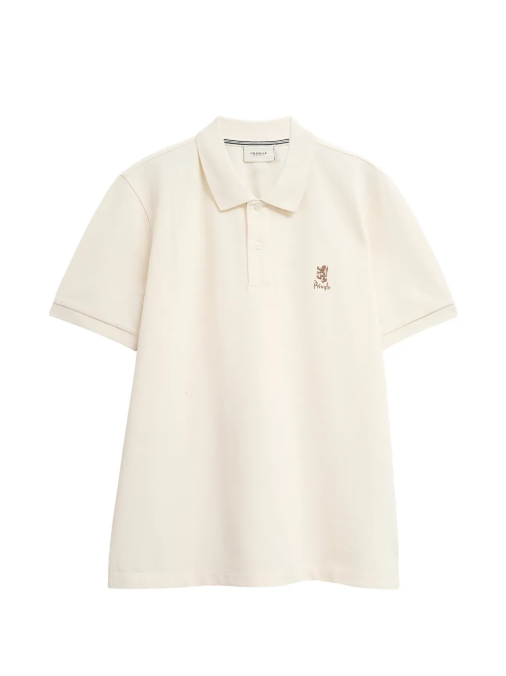 Pringle of Scotland lion-embroidered piqué polo shirt - Nude