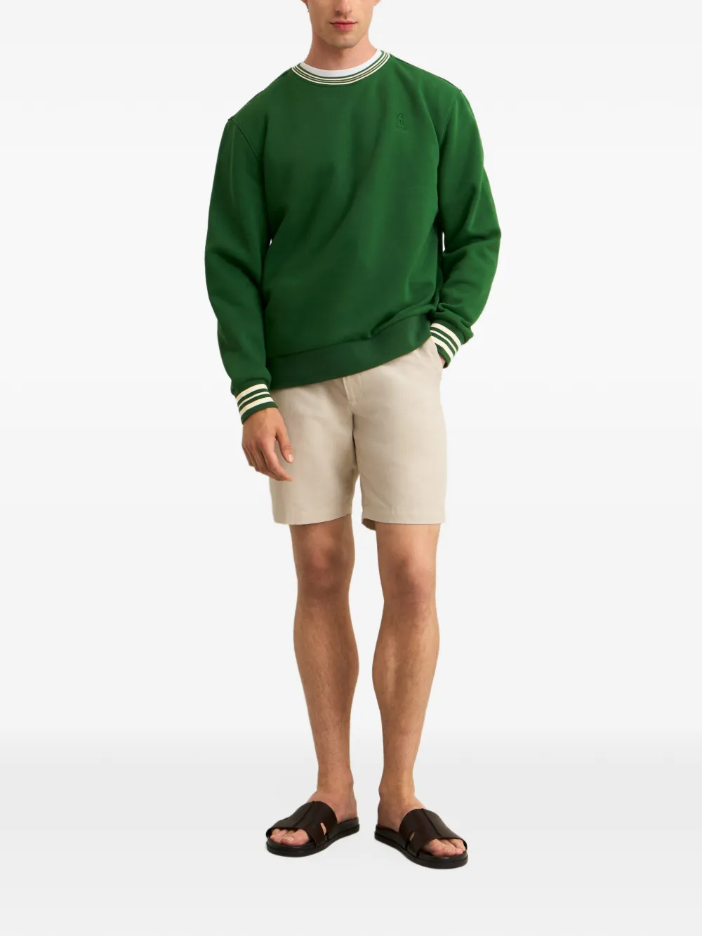 Pringle of Scotland crew-neck striped-trim sweatshirt Groen